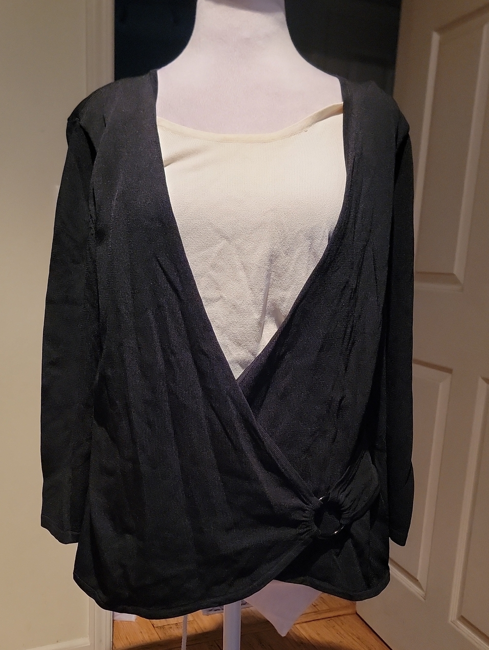 Dress Barn Extra Large Black Faux Wrap-Front Women's Top -